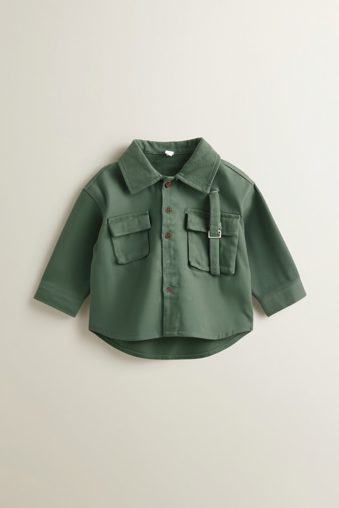 Boys' Olive Cotton Solid Overshirt