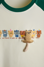 kids' long-sleeve raglan t-shirt with embroidered teddy bears
