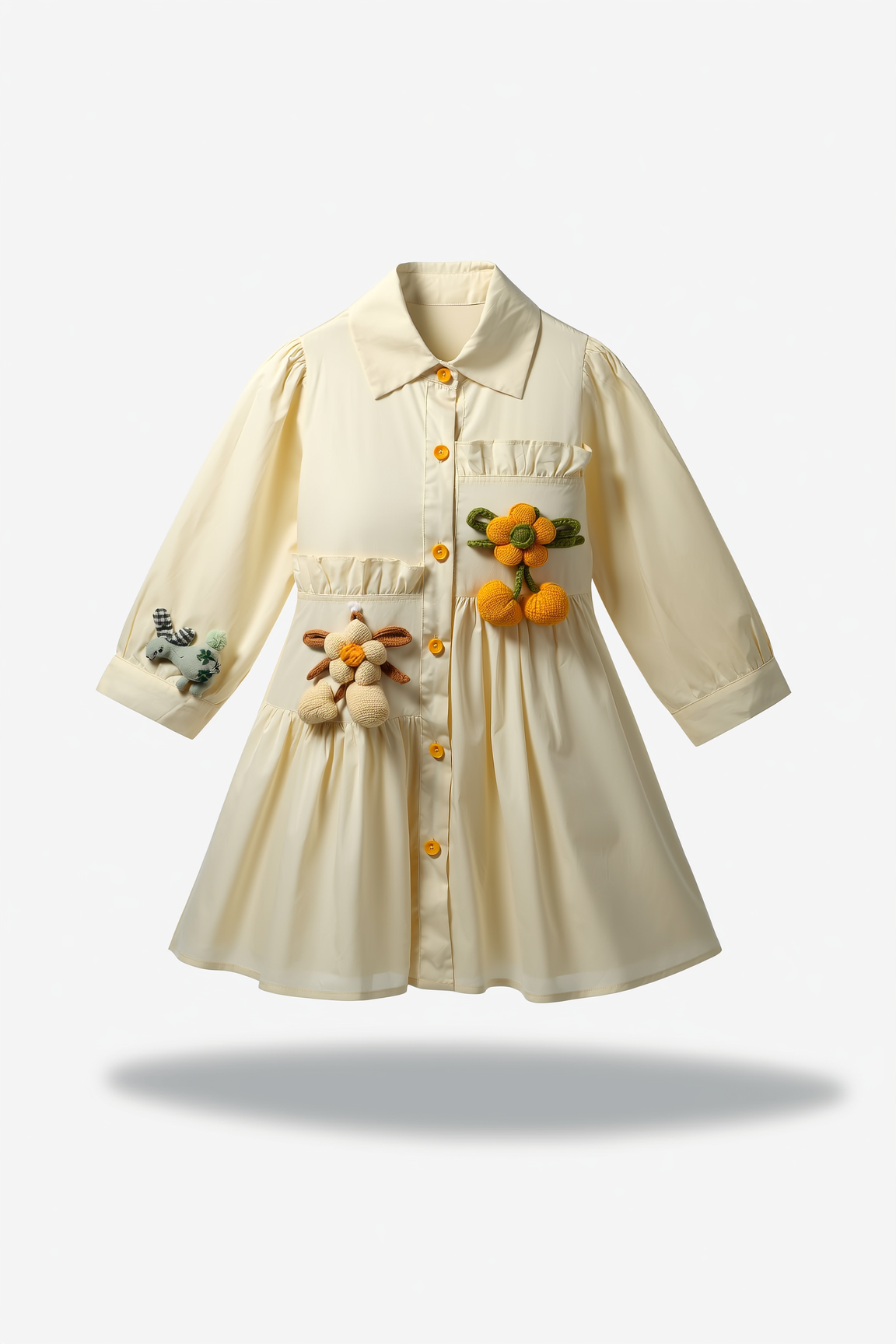 Girls Cute Summer 3D Flower Shirt Dress