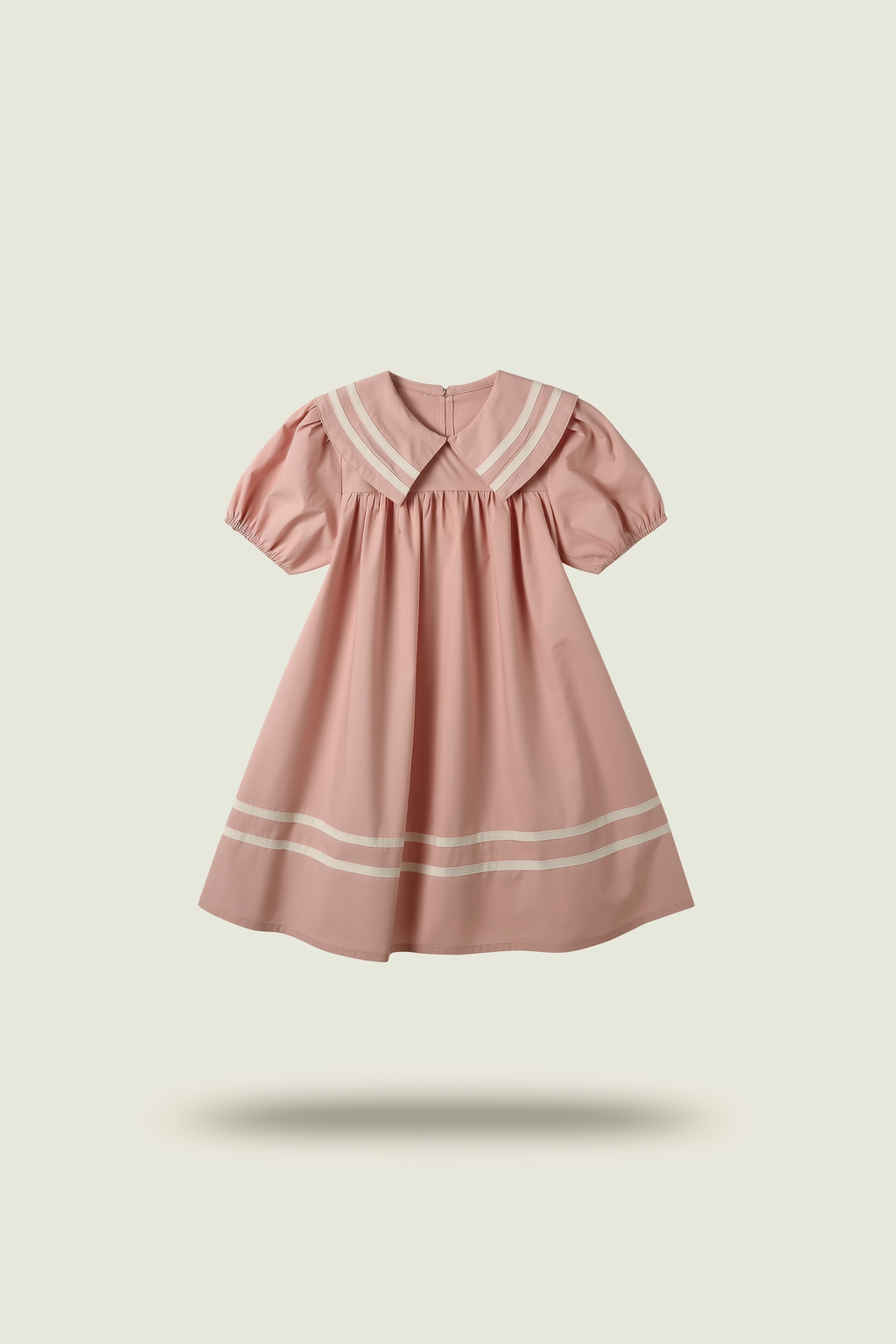 Kid's Girl Pink Sailor Collar Puff Sleeve Dress