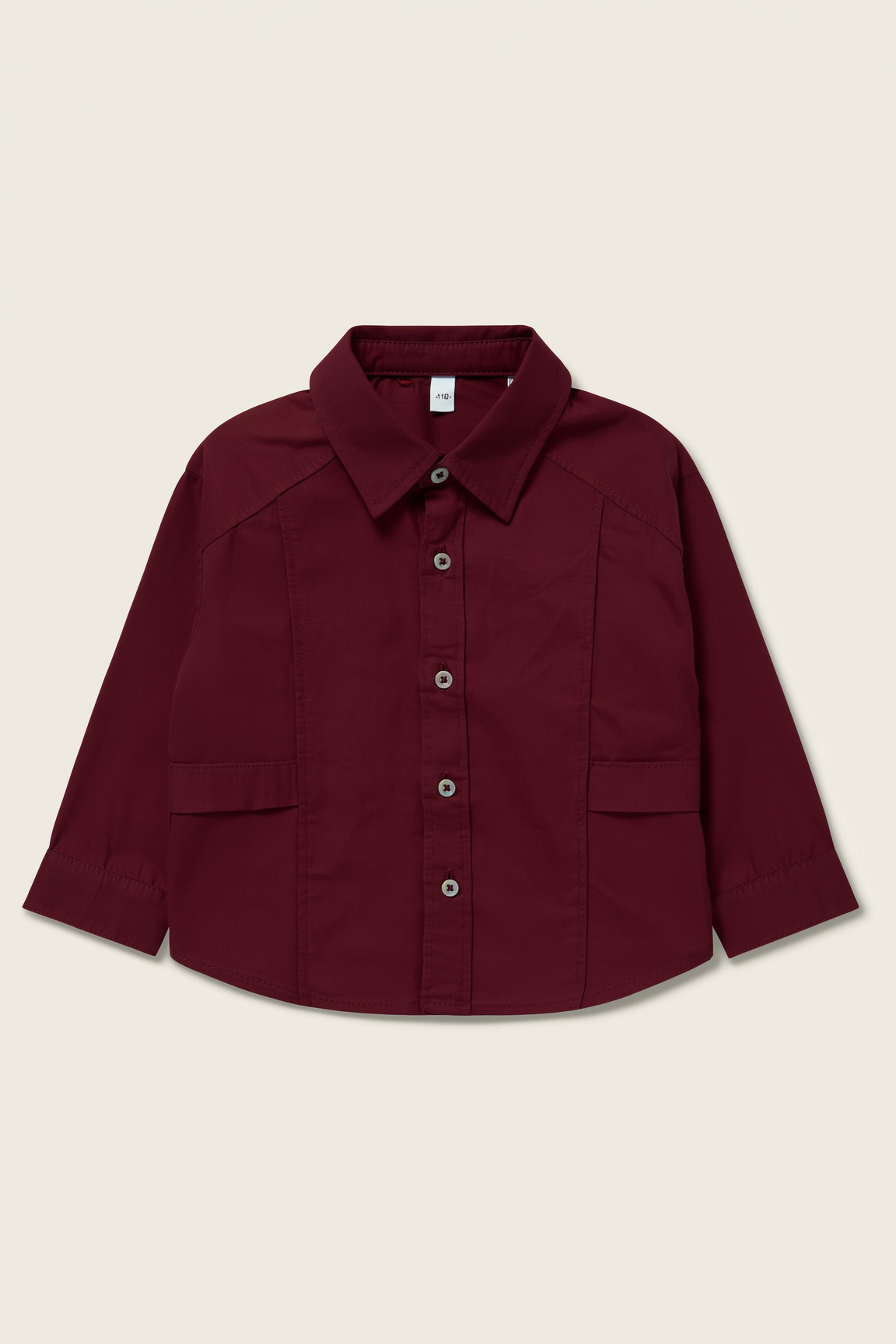 Boys' Solid Red Spread-Collar Shirt