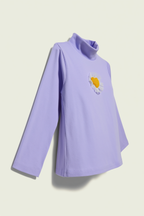 Girls’ Lilac High-Neck Top with Heart Patch