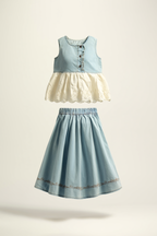 Girls' Denim-Lace Co-ord Set