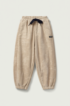 Beige Textured Corduroy Drawstring Pant