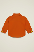 Boys' Solid Orange Casual Shirt with Motif