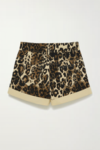 Leopard Print High-waist Cuffed Shorts