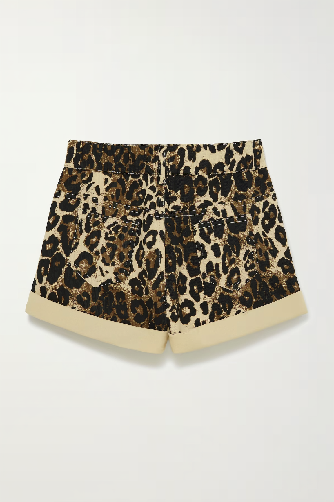 Leopard Print High-waist Cuffed Shorts