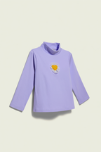 Girls’ Lilac High-Neck Top with Heart Patch
