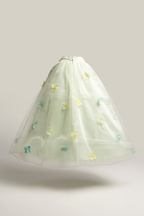 Girls' Sheer Organza top with 3D Flowers