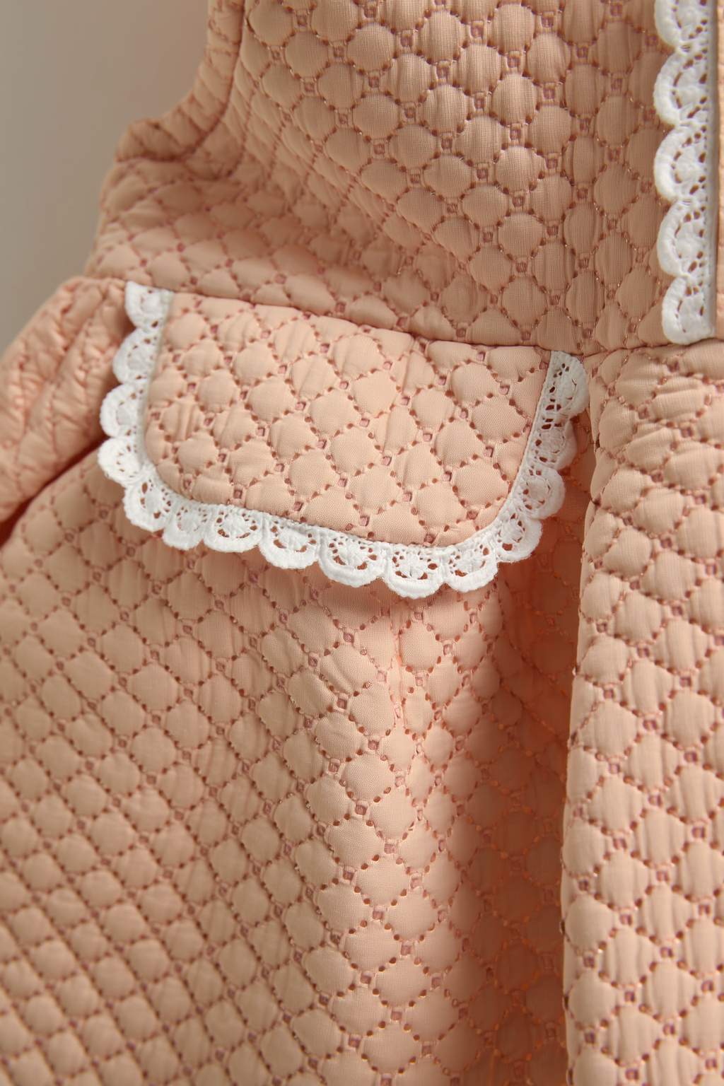 Peach Quilted A-Line Pinafore Dress