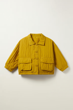 Mustard Yellow Quilted Collared Button-Up Jacket