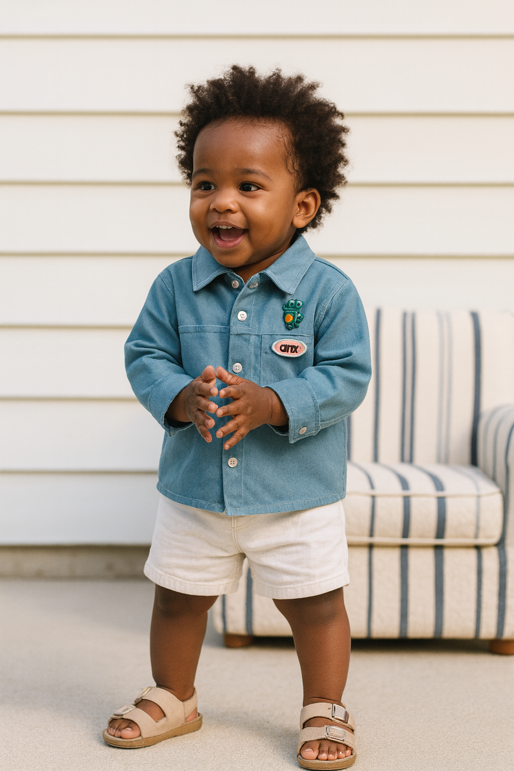 Blue Corduroy Dinosaur Shirt