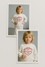 Girls' White Sweatshirt with Red Ruffles