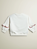 Girls' White Sweatshirt with Red Ruffles