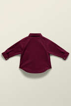 Boys' Burgundy Casual Button-Down with Chest Text