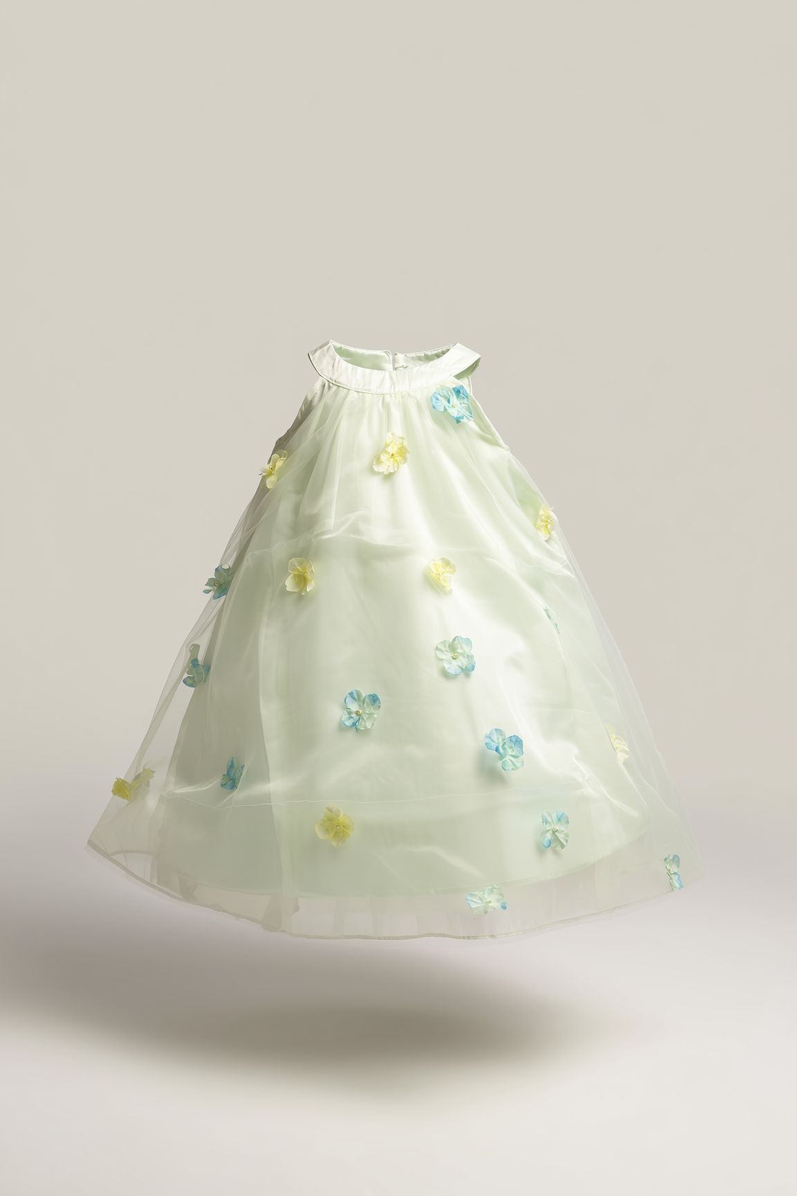 Girls' Sheer Organza top with 3D Flowers