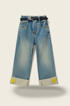 Girls Motif-detail Wide Leg Jeans