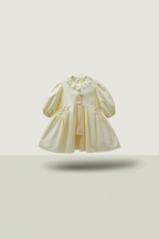 Ivory Smocked Waist Dress with Lace Collar