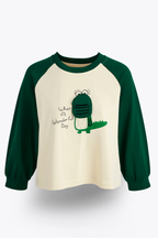 kids' Dinosaur Appliqué Raglan Sweatshirt