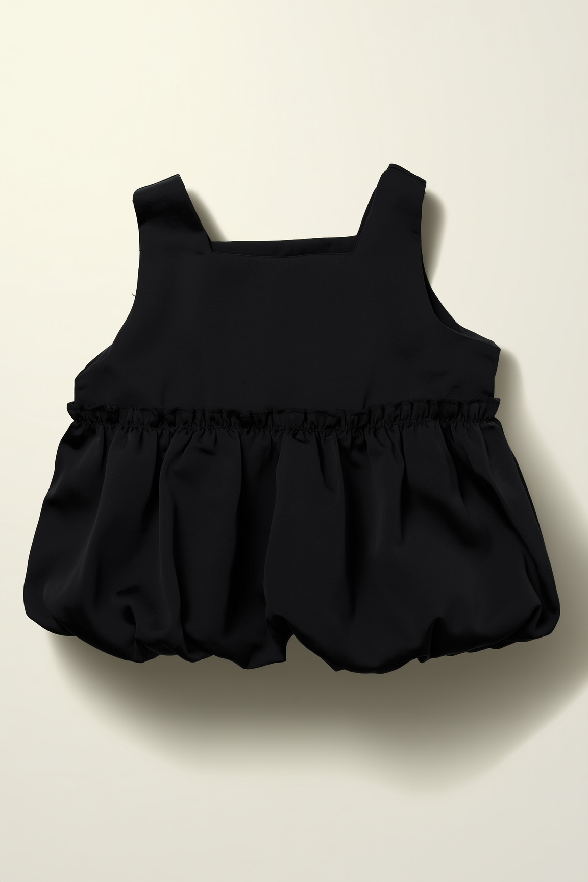 Black Sleeveless Bubble Hem Top