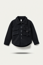 Boys' Olive Cotton Solid Overshirt