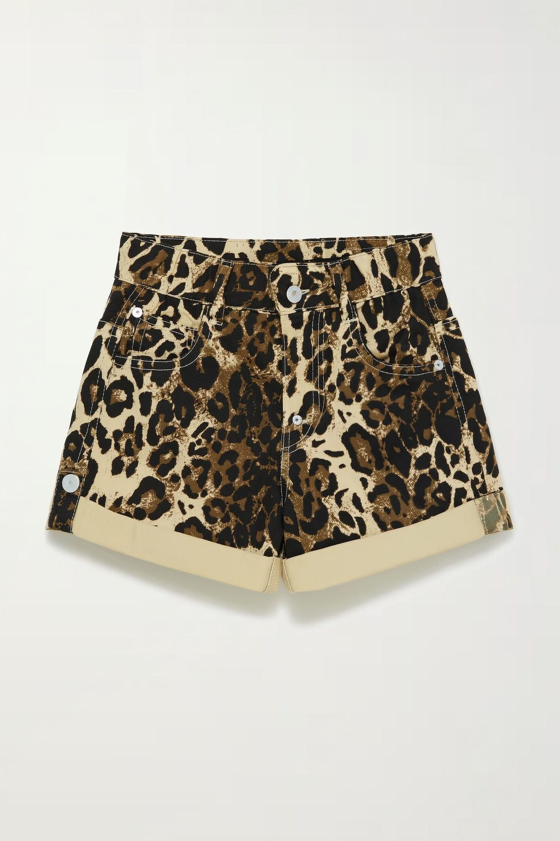 Leopard Print High-waist Cuffed Shorts