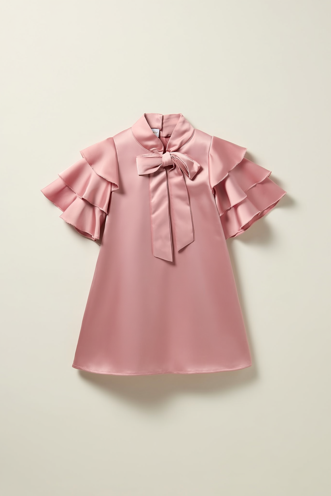 Satin Dusty Pink Tie-Neck Top