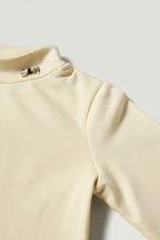 Kids’ Soft Cream Bow Detailing Turtleneck Tee