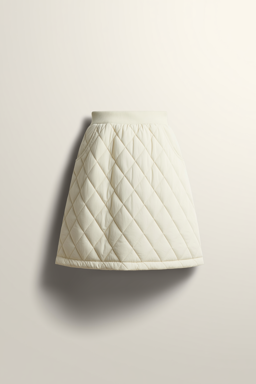 Diamond Quilt Off-White A-Line Skirt