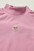 Girl Pink mock-neck (high-neck) t-shirt