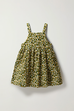 Green Ditsy Floral Print Pinafore Dress