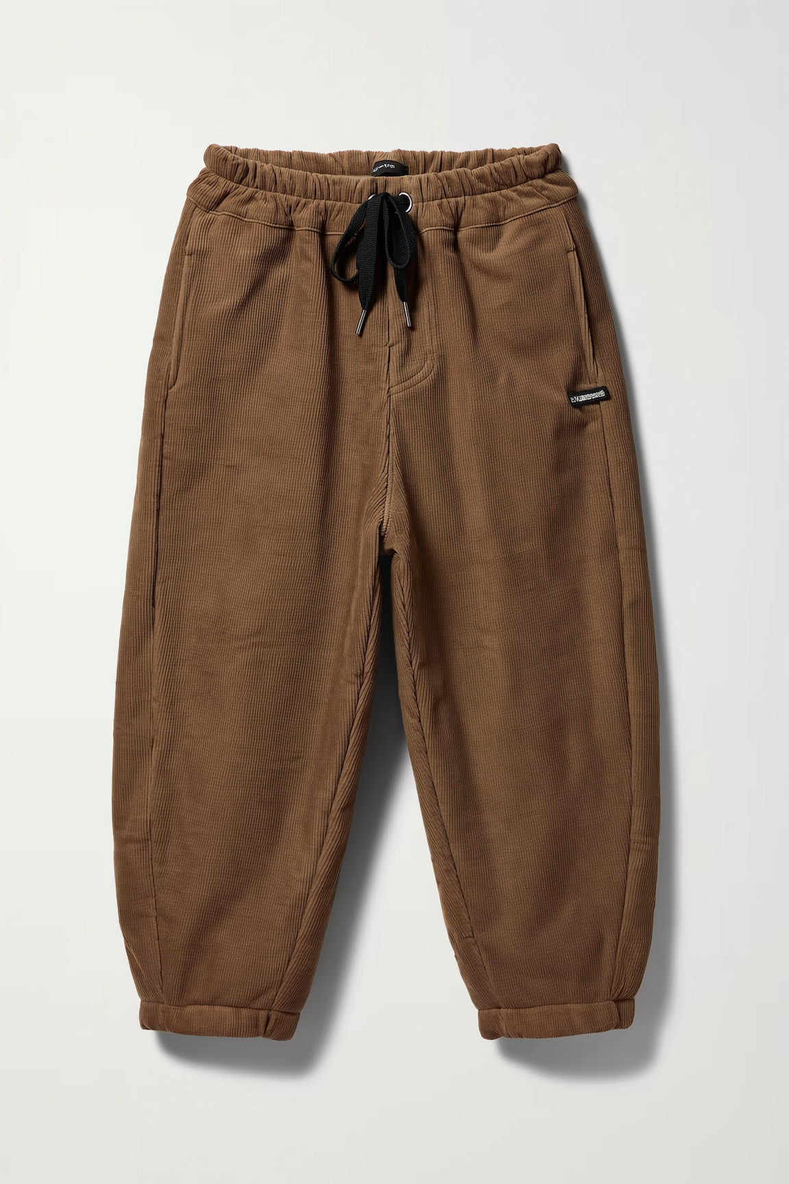 Beige Textured Corduroy Drawstring Pant