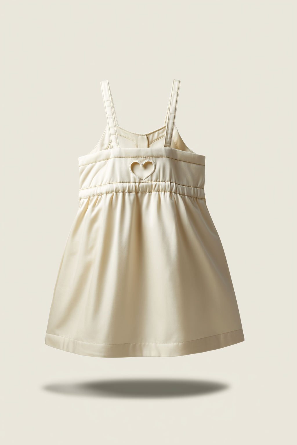 White Cotton Blend Cami Dress with Heart Buttons