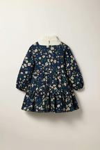 Long-Sleeve Square Neck Smock Dress with Turtleneck