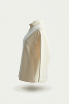 Girl White Regular Fit Mock Neck T-Shirt