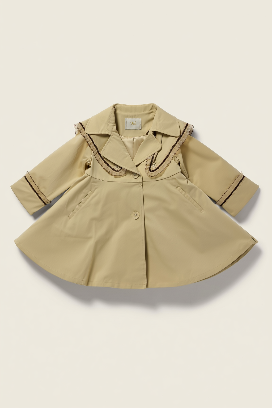 Girls' Full-Sleeve Collared Overcoat