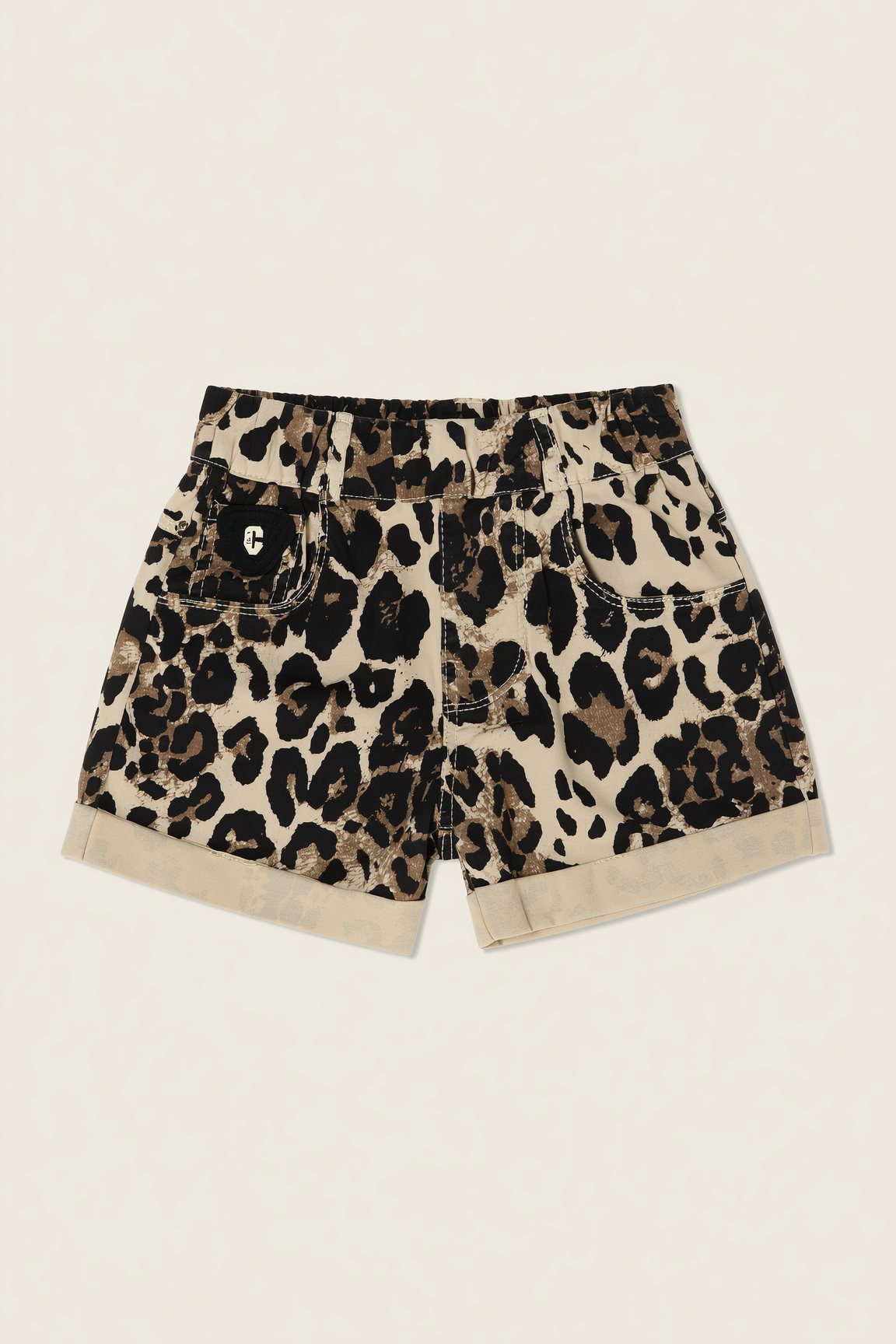 AO leopard-print denim shorts
