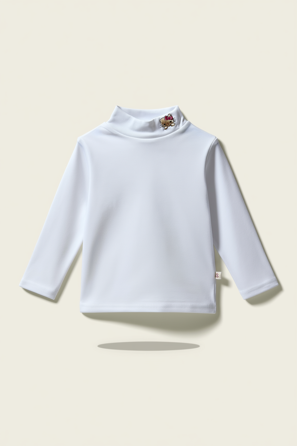 Girls’ Blue High-Neck Top with Cute Embroidered Patch