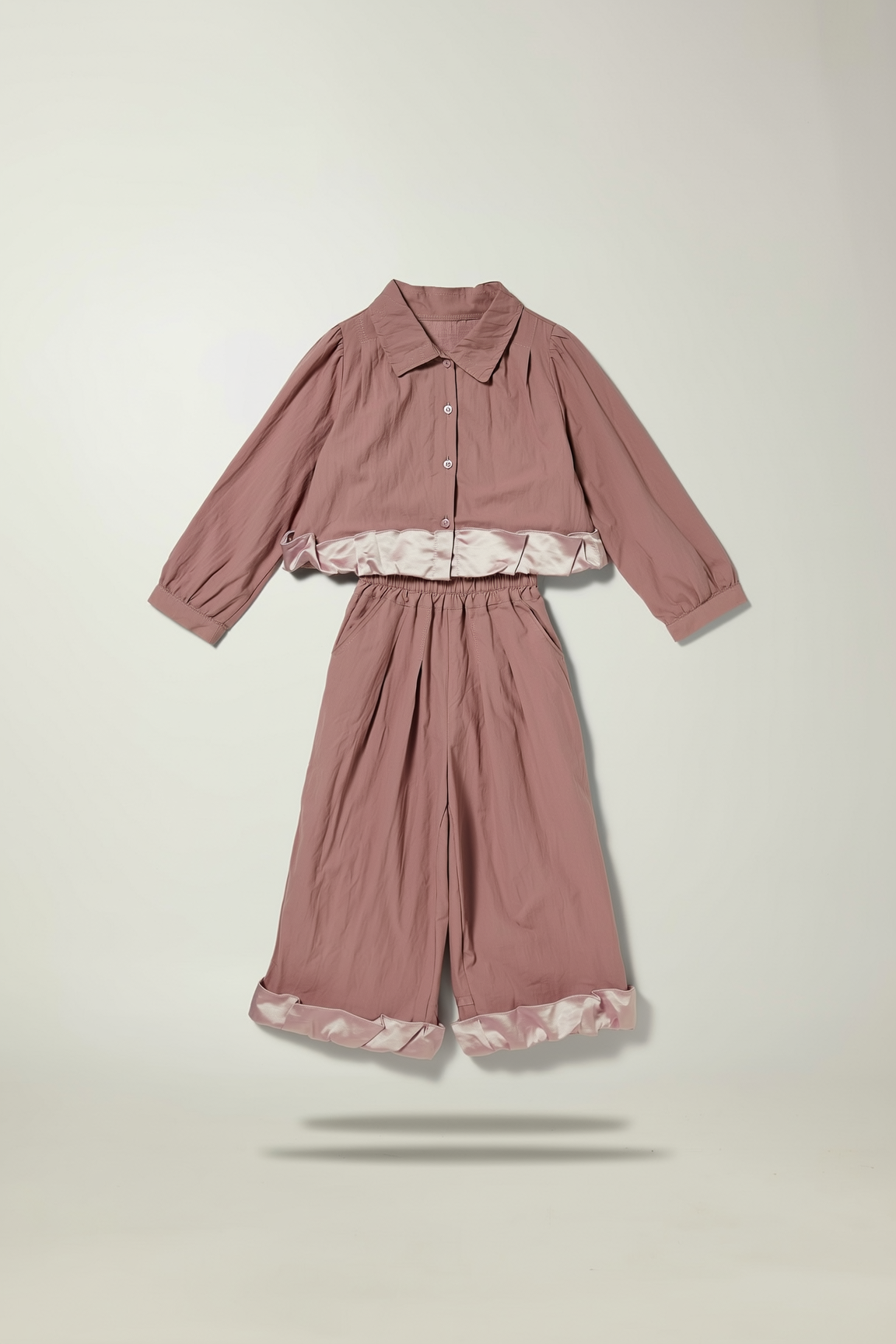 Dusty Rose Satin Trim Co-ord Set