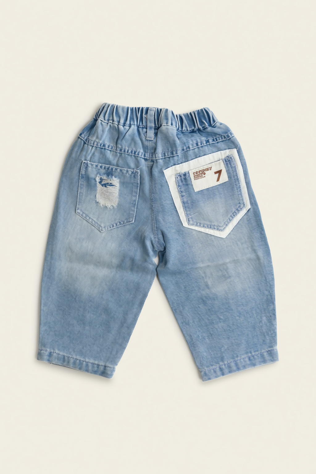 Light Blue Denim Bubble Shorts with Embroidery