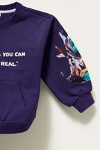 Deep Violet Pullover with Kangaroo Pocket