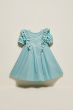 Girls' Turquoise Ruffle & Lace A-Line Dress