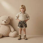 AO leopard-print denim shorts