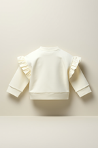 Girls' Cream Unicorn Graphic Ruffle Top