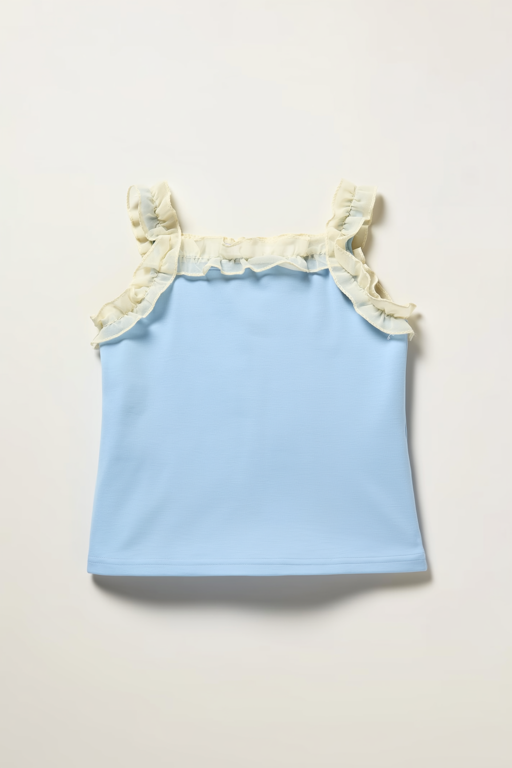 Kid's Girl Light Blue Ruffle Trim Cami Top