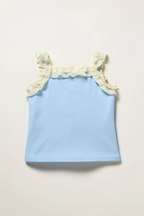 Kid's Girl Light Blue Ruffle Trim Cami Top