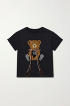 Black Domrebel Play Bear Graphic Tee
