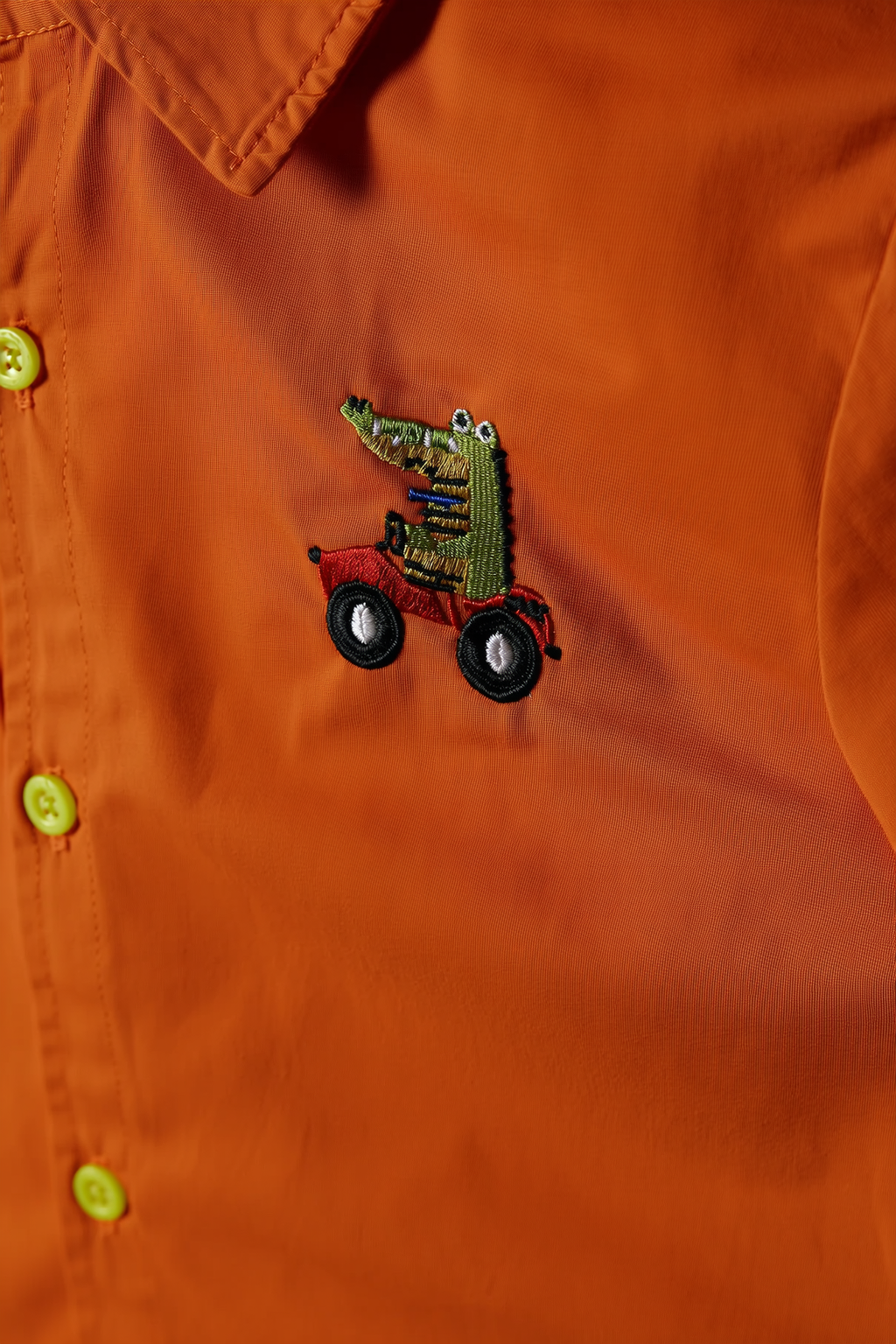 Boys' Solid Orange Casual Shirt with Motif