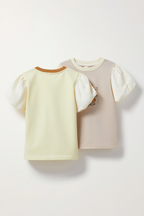 Baby girls' t-shirts with floral graphics & puff sleeves