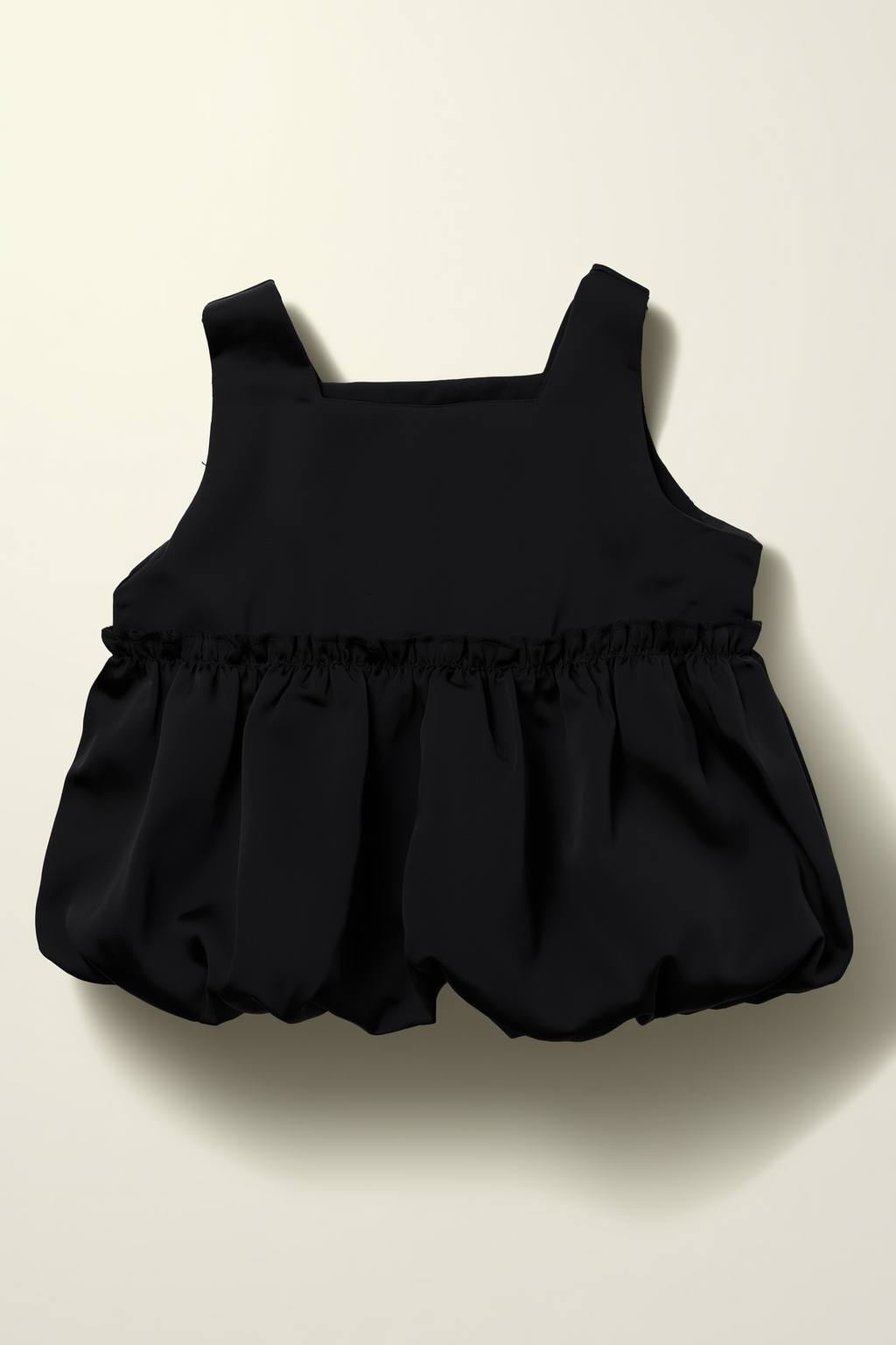 Black Sleeveless Bubble Hem Top
